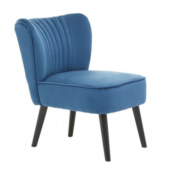 Product photograph of Trento Upholstered Velvet Accent Chair In Blue from Furniture in Fashion