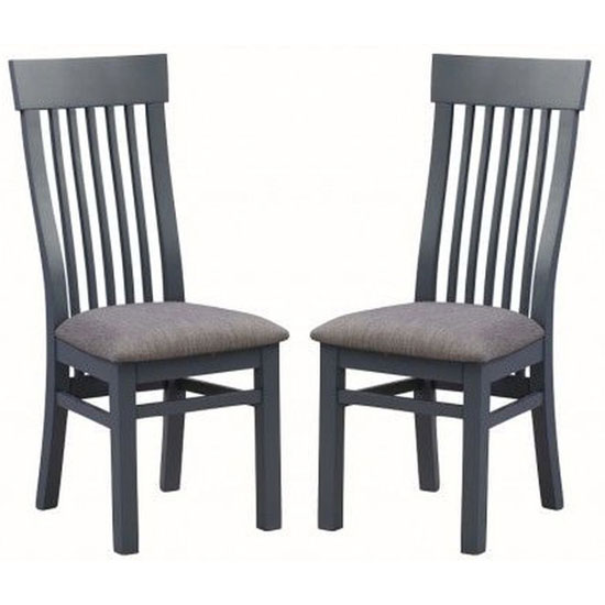 Photo of Trevino midnight blue wooden dining chairs in a pair