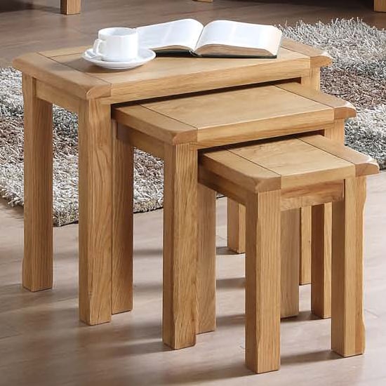 Product photograph of Trevino Set Of 3 Nesting Tables In Oak from Furniture in Fashion