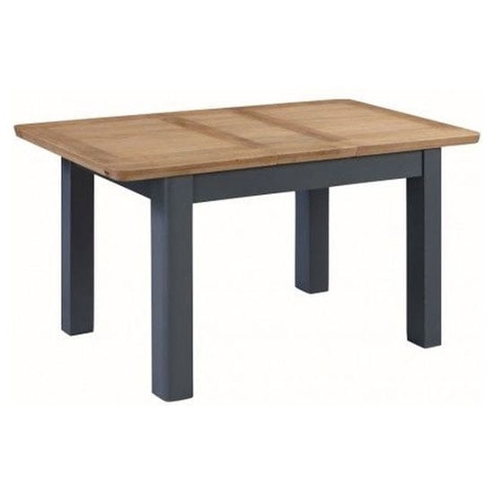 Photo of Trevino small extending dining table in midnight blue and oak