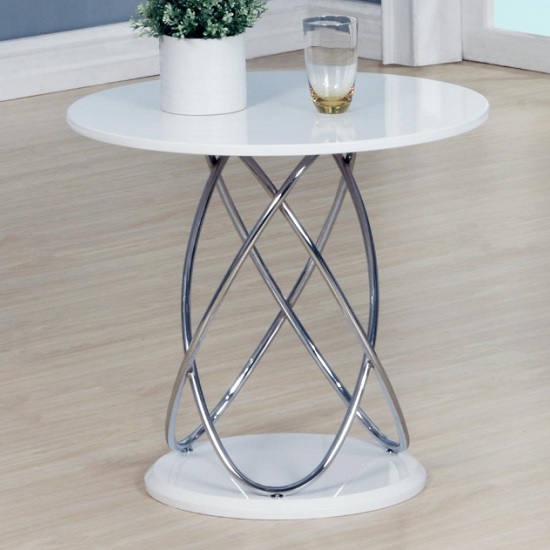 Product photograph of Einav Modern Lamp Table Round In White High Gloss from Furniture in Fashion