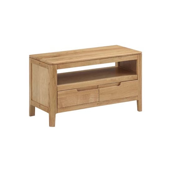 Trimble Small TV Unit In Oak With 2 Drawers | Furniture in Fashion