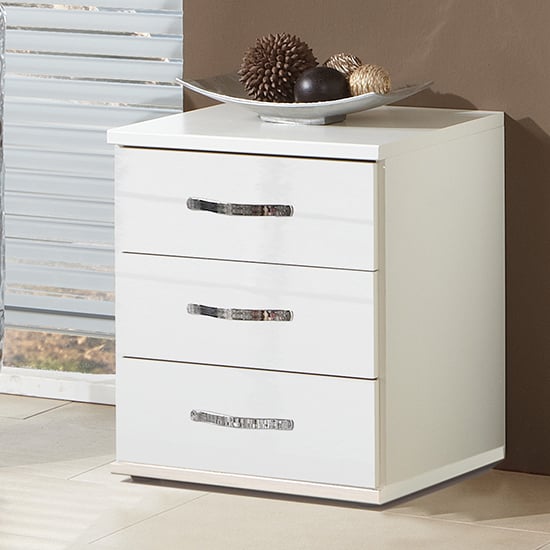 Read more about Trio wooden chest of drawers in high gloss white with 3 drawers