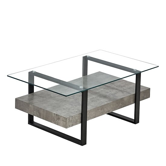 Photo of Triton glass coffee table with light concrete and black metal
