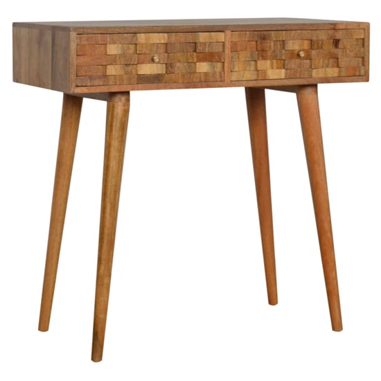 Read more about Tufa wooden tile carved console table in oak ish