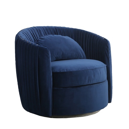 Tulsa Fabric Arm Chair In Blue Brushed Velvet 35507