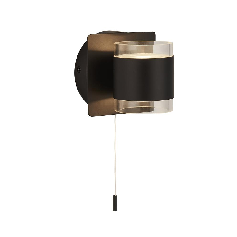 Product photograph of Tumbler 2 Light Clear Acrylic Wall Light In Matt Black from Furniture in Fashion