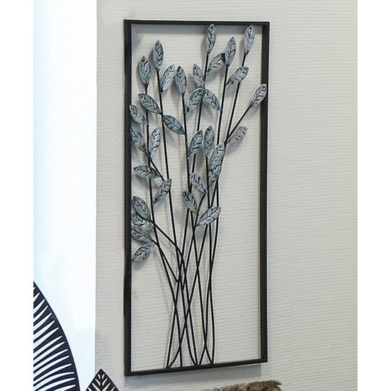 Read more about Twigs metal wall art in silver with antique dark brown frame