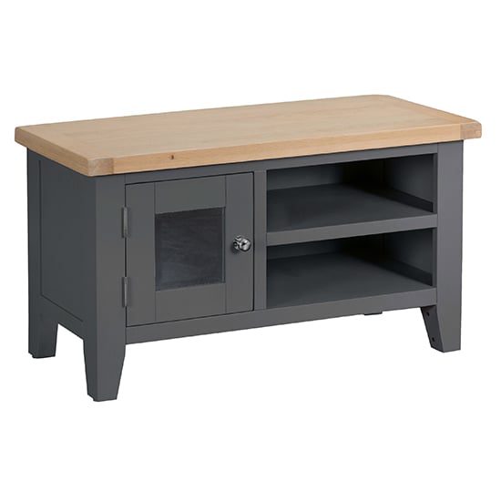 Product photograph of Tyler Wooden 1 Door And 1 Shelf Tv Stand In Charcoal from Furniture in Fashion