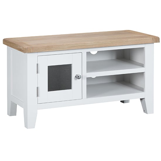 Product photograph of Tyler Wooden 1 Door And 1 Shelf Tv Stand In White from Furniture in Fashion