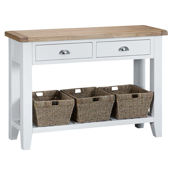 Product photograph of Tyler Wooden 2 Drawers Console Table In White from Furniture in Fashion