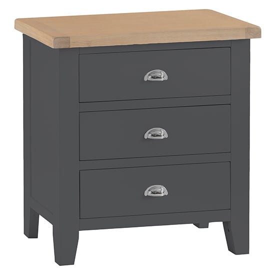 Product photograph of Tyler Wooden Chest Of 3 Drawers In Charcoal from Furniture in Fashion