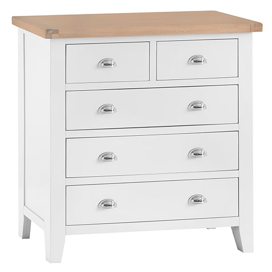 Product photograph of Tyler Wooden Chest Of 5 Drawers In White from Furniture in Fashion