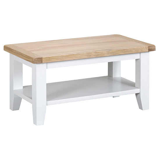 Product photograph of Tyler Wooden Coffee Table In White With Undershelf from Furniture in Fashion