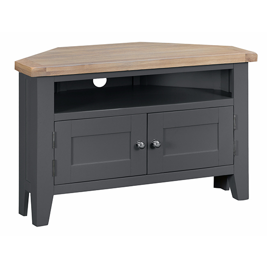 Product photograph of Tyler Corner Wooden 2 Doors Tv Stand In Charcoal from Furniture in Fashion