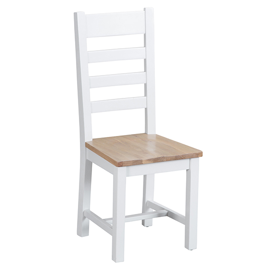 Product photograph of Tyler Ladder Back Dining Chair In White With Wooden Seat from Furniture in Fashion