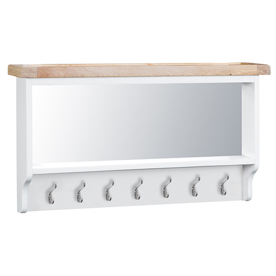 Product photograph of Tyler Large Wooden Hallway Coat Rack With Mirror In White from Furniture in Fashion