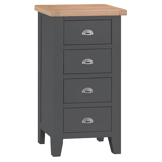 Product photograph of Tyler Narrow Wooden Chest Of 4 Drawers In Charcoal from Furniture in Fashion