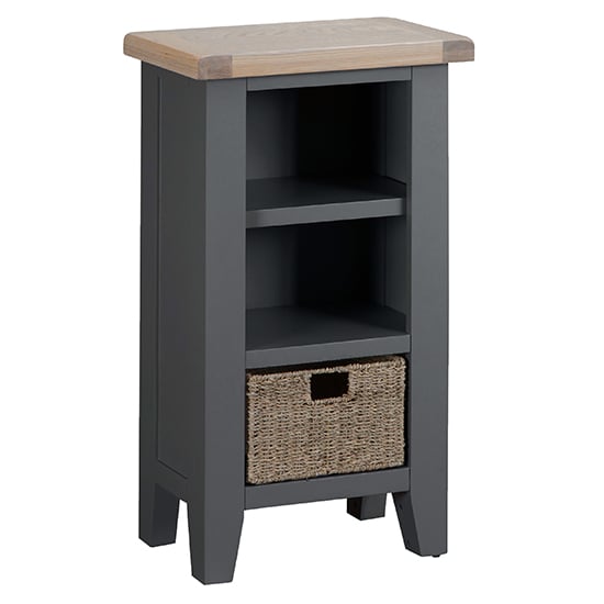 Product photograph of Tyler Small Wooden Narrow Bookcase In Charcoal from Furniture in Fashion