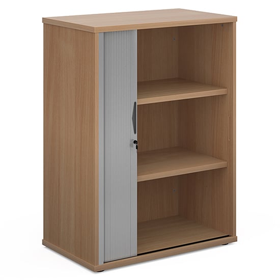 Product photograph of Upton 1 Door Tambour Storage Cabinet In Beech With 2 Shelves from Furniture in Fashion