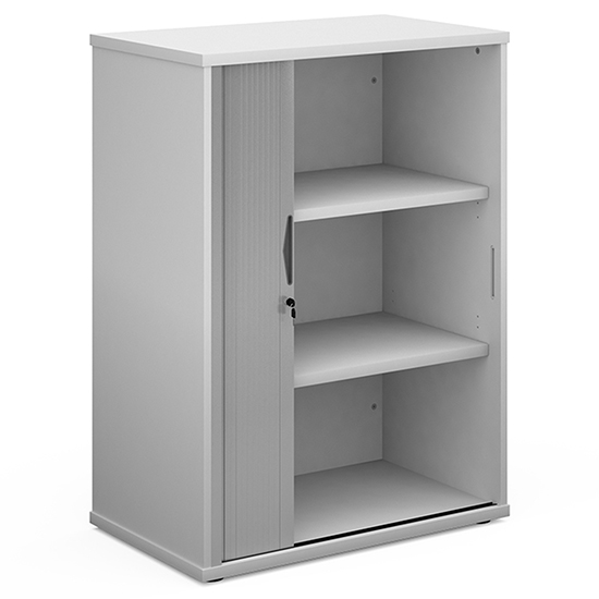 Product photograph of Upton 1 Door Tambour Storage Cabinet In White With 2 Shelves from Furniture in Fashion