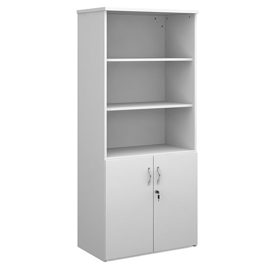 Photo of Upton wooden combination storage cabinet in white with 4 shelves