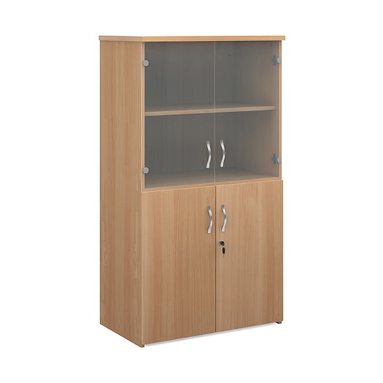 Read more about Upton wooden storage cabinet in beech with 4 doors and 3 shelves