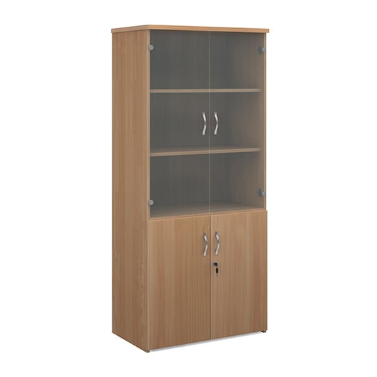 Product photograph of Upton Wooden Storage Cabinet In Beech With 4 Doors And 4 Shelves from Furniture in Fashion
