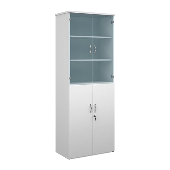 Product photograph of Upton Wooden Storage Cabinet In White With 4 Doors And 5 Shelves from Furniture in Fashion
