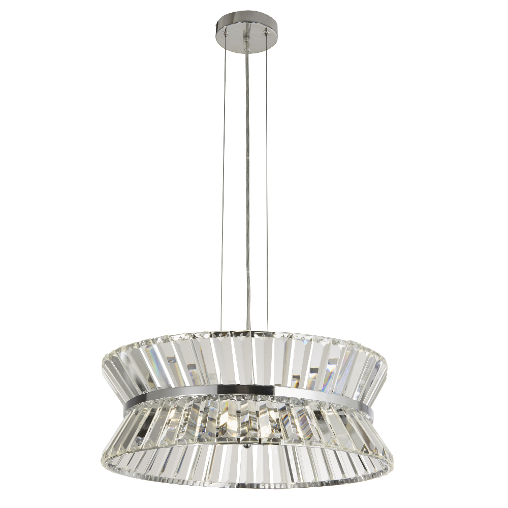 Product photograph of Uptown 7 Light Clear Crystal Pendant Light In Chrome from Furniture in Fashion