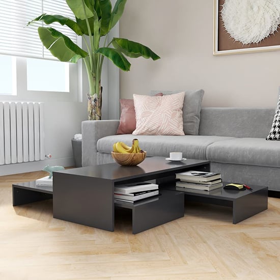Product photograph of Urania Wooden Nesting Coffee Table Set In Grey from Furniture in Fashion