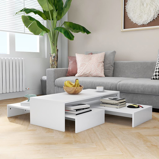 Product photograph of Urania Wooden Nesting Coffee Table Set In White from Furniture in Fashion