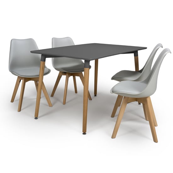 Product photograph of Regis Rectangular Dining Set In Grey With 4 Grey Chairs from Furniture in Fashion