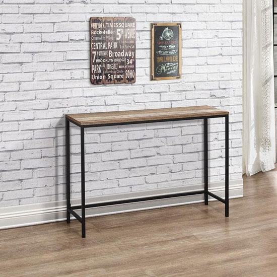 Read more about Urban wooden console table in rustic with black metal frame