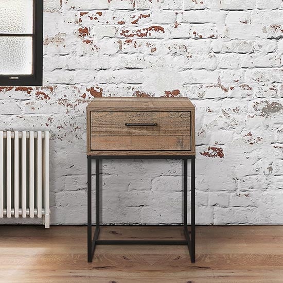 Read more about Urban wooden narrow bedside cabinet in rustic with 1 drawer