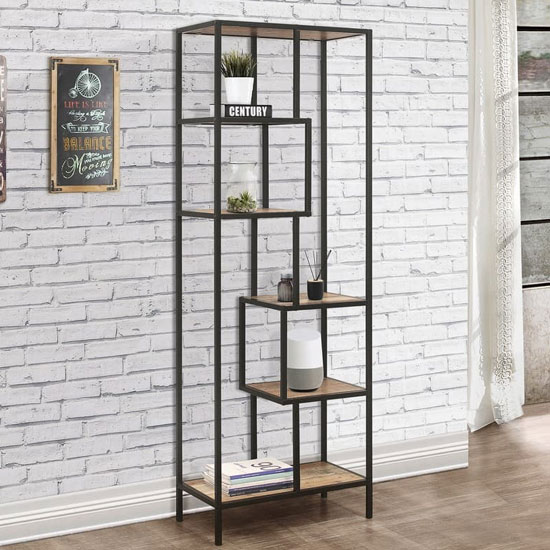 Photo of Urban wooden tall shelving unit in rustic