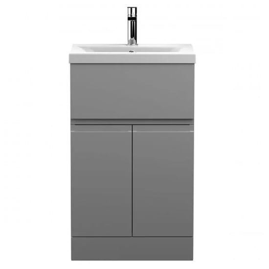 Product photograph of Urfa 50cm 1 Drawer Vanity With Mid Edged Basin In Satin Grey from Furniture in Fashion