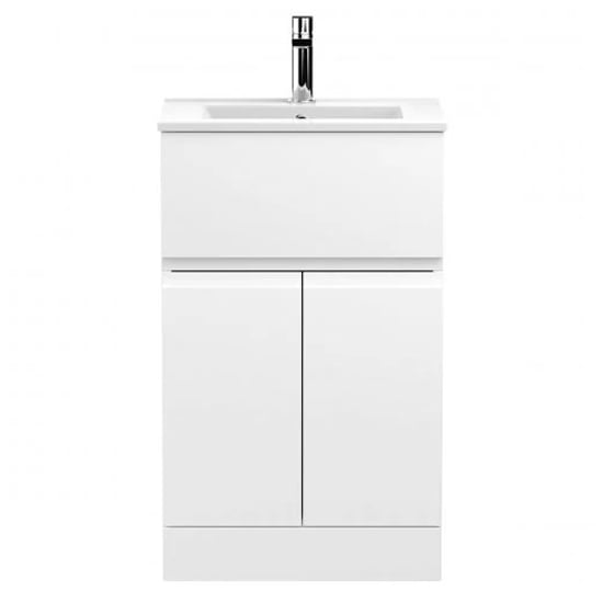 Photo of Urfa 50cm 1 drawer vanity with minimalist basin in satin white