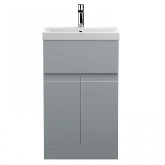Product photograph of Urfa 50cm 1 Drawer Vanity With Thin Edged Basin In Satin Grey from Furniture in Fashion