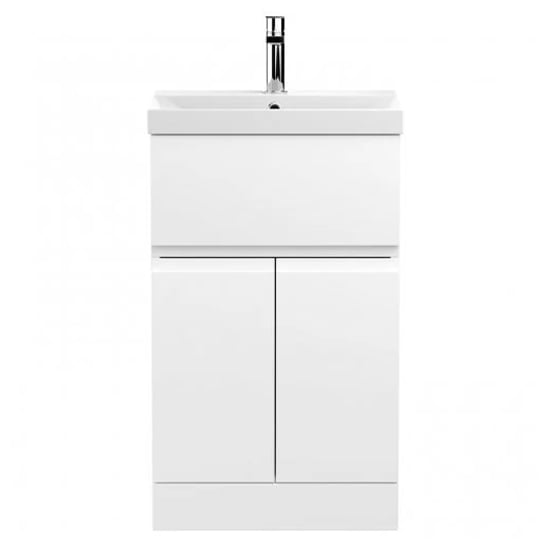 Product photograph of Urfa 50cm 1 Drawer Vanity With Thin Edged Basin In Satin White from Furniture in Fashion