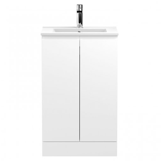 Photo of Urfa 50cm 2 doors vanity with minimalist basin in satin white