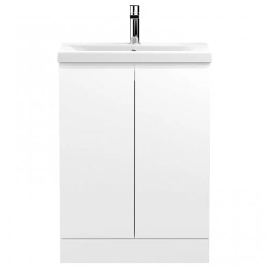Product photograph of Urfa 60cm 2 Doors Vanity With Mid Edged Basin In Satin White from Furniture in Fashion