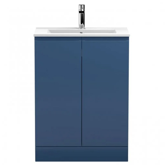 Urfa 60cm 2 Doors Vanity With Minimalist Basin In Satin Blue