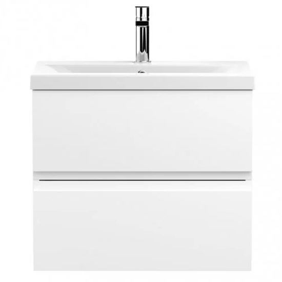 Product photograph of Urfa 60cm Wall Hung Vanity With Mid Edged Basin In Satin White from Furniture in Fashion