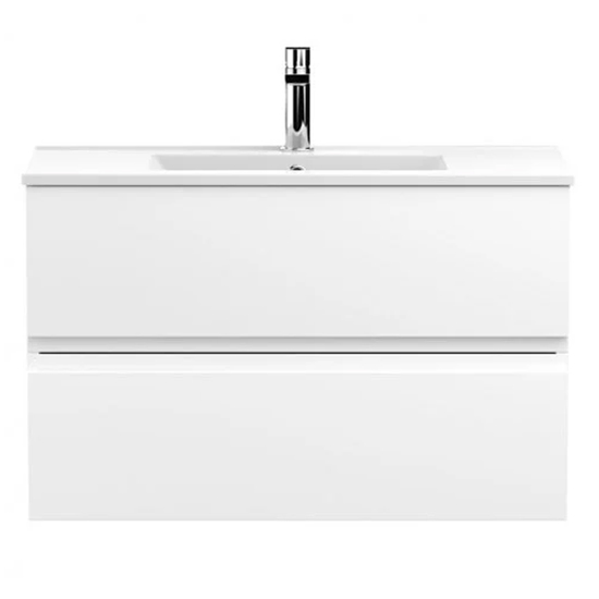Read more about Urfa 80cm wall hung vanity with minimalist basin in satin white