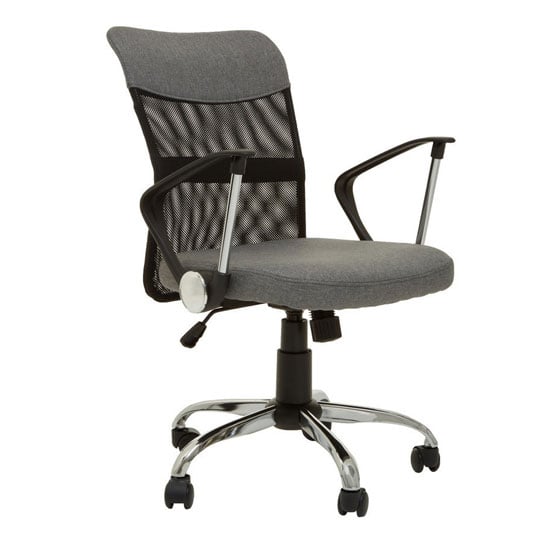 Read more about Utica fabric home and office chair in grey with chrome arms