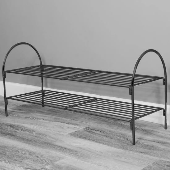 Product photograph of Utica Metal 2 Tiers Shoe Rack In Black from Furniture in Fashion