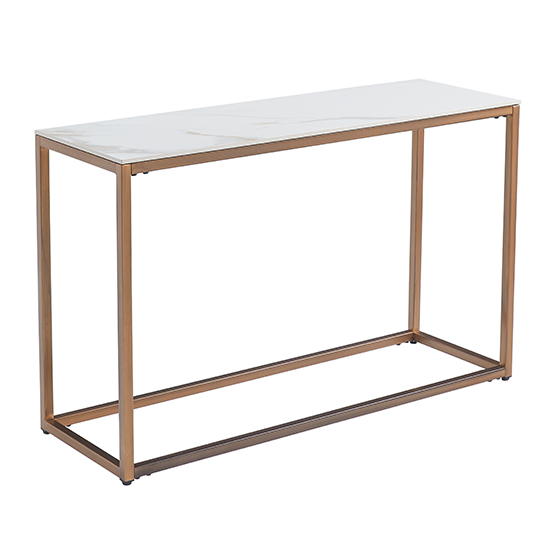 Product photograph of Utica Sintered Stone Console Table In White Kass Gold from Furniture in Fashion