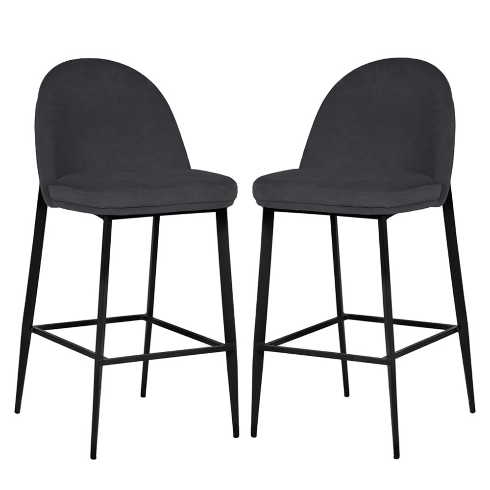 vacaville dark grey velvet fabric bar stools in pair