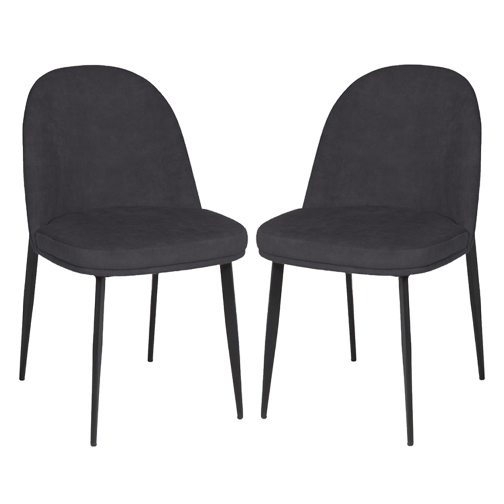 Read more about Vacaville dark grey velvet fabric dining chairs in pair